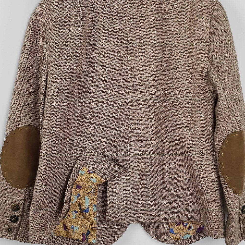 Anthropologie Ett Twa Brown & Ivory Tweed Jacket Size 0 - Picture 7 of 10